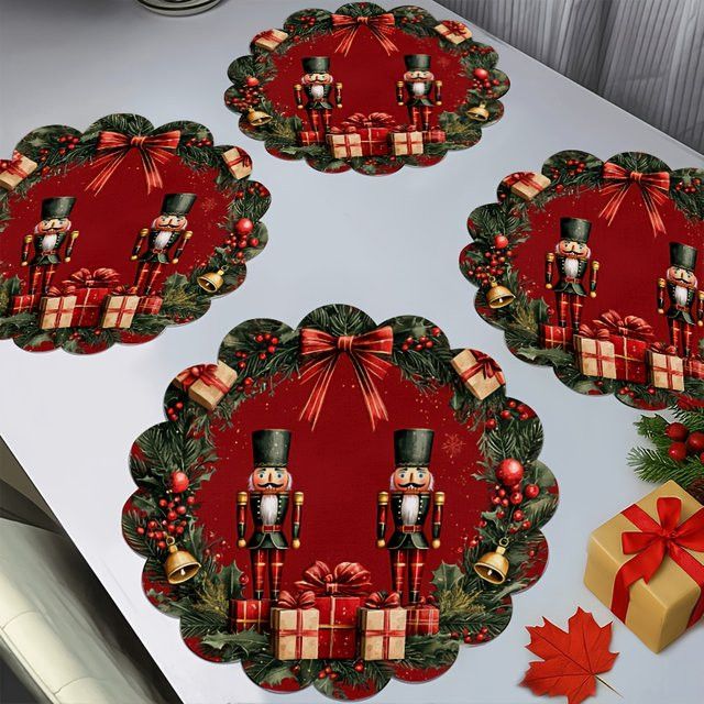 VIKAMA 4er Set Weihnachts-Nussknacker Tischset für die festliche Tischdekoration - Bild 1