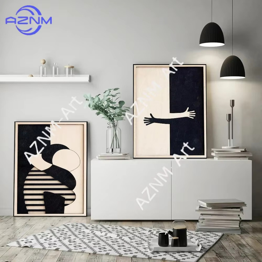 KAYOU Leinwandgemälde mit abstraktem 3D-Textur-Motiv eines romantischen Paares im modernen minimalistischen Stil - Bild 3