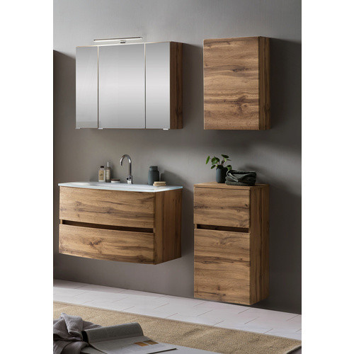 HELD MÖBEL Waschtisch-Set KOPENHAGEN in Braun, 6-teilig, modern mit LED-Beleuchtung und Soft-Close-Türen, Wandmontage - Bild 2