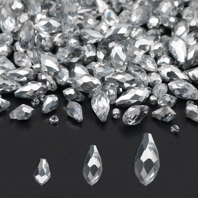 JHNBY Perlen, Kristallglas, Wassertropfen, Silber, für Schmuckherstellung - Bild 1
