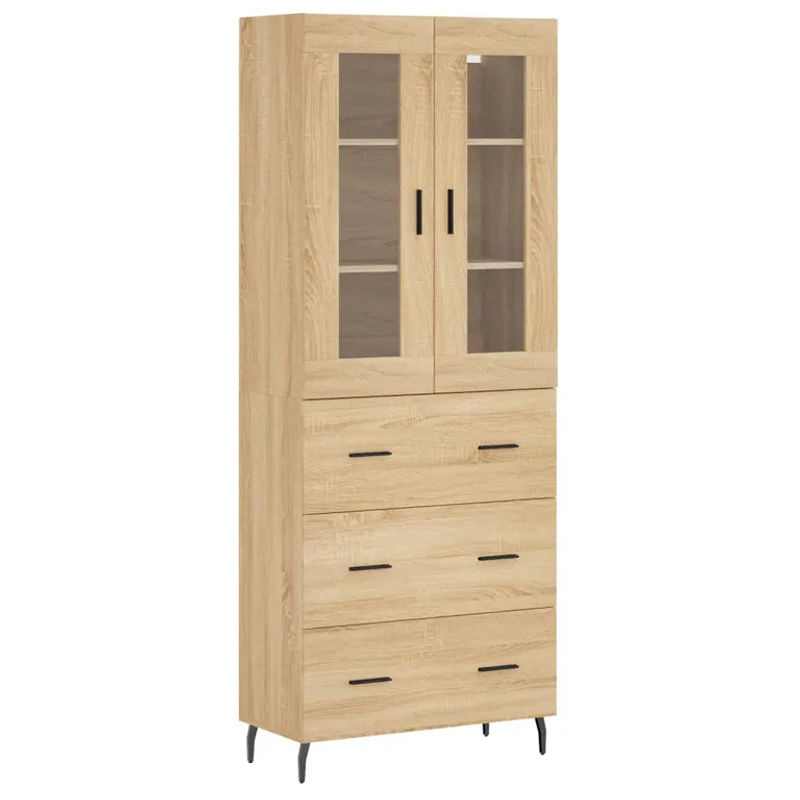 Vidaxl Vitrinenschrank Modern in Sonoma-Eiche, B: 69,5 cm, T: 34 cm, H: 180 cm - Bild 2