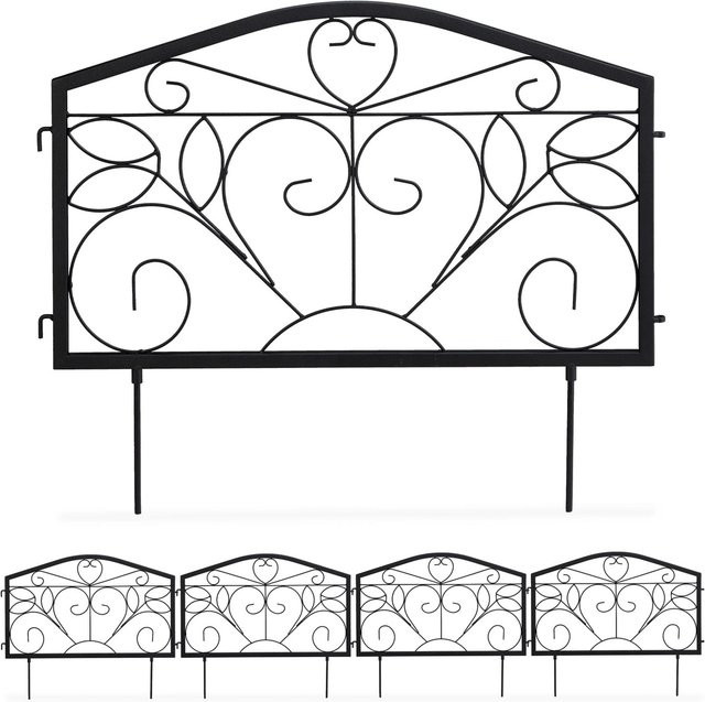 Relaxdays Beetzaun aus Eisen in Schwarz im Antik-Design, 4-teilig, Höhe: 47 cm, Breite: 225 cm, Tiefe: 1,5 cm - Bild 1