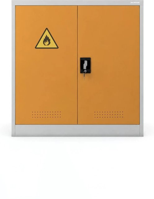 JAN NOWAK Chemikalienschrank IRENE für Arbeitsschutzchemikalien, Grau-Gelb, B: 100 cm, H: 104 cm, T: 40 cm - Bild 1