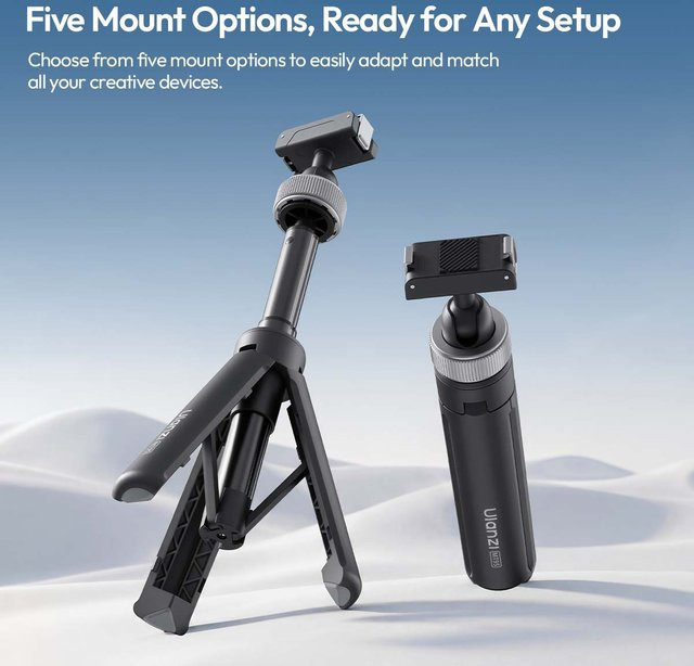 Ulanzi MT95 Tragbares Stativ in Schwarz für DJI Osmo Action 3/4/5 PRO, Insta360 X5 und GoPro als ausziehbares Action-Kamera-Zubehör - Bild 1