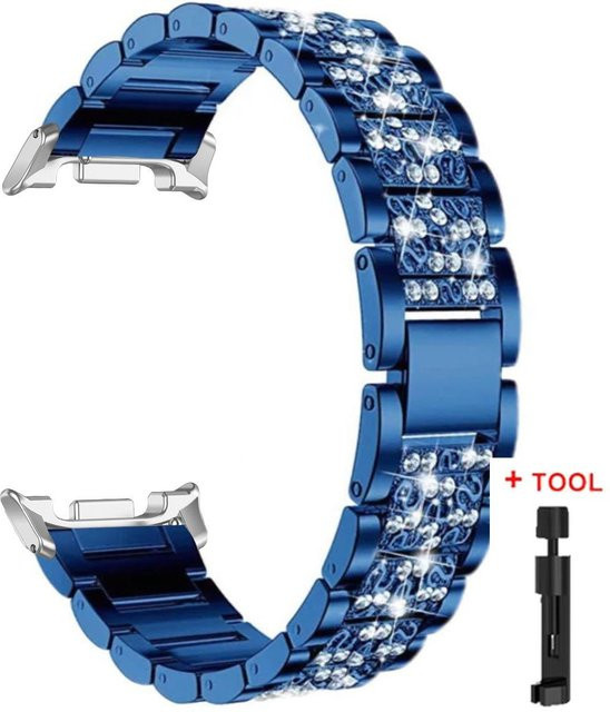 CAOWTAN Uhrenarmband Edelstahl, Diamant, Kristall, Blau, Damen - Bild 1