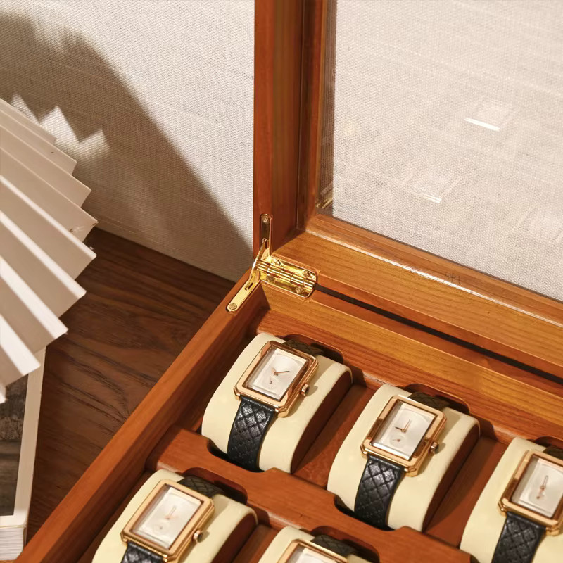 MISHITU Holz Uhren-Organizer zur Aufbewahrung von Armbanduhren und Schmuck in Beige oder Braun - Bild 5