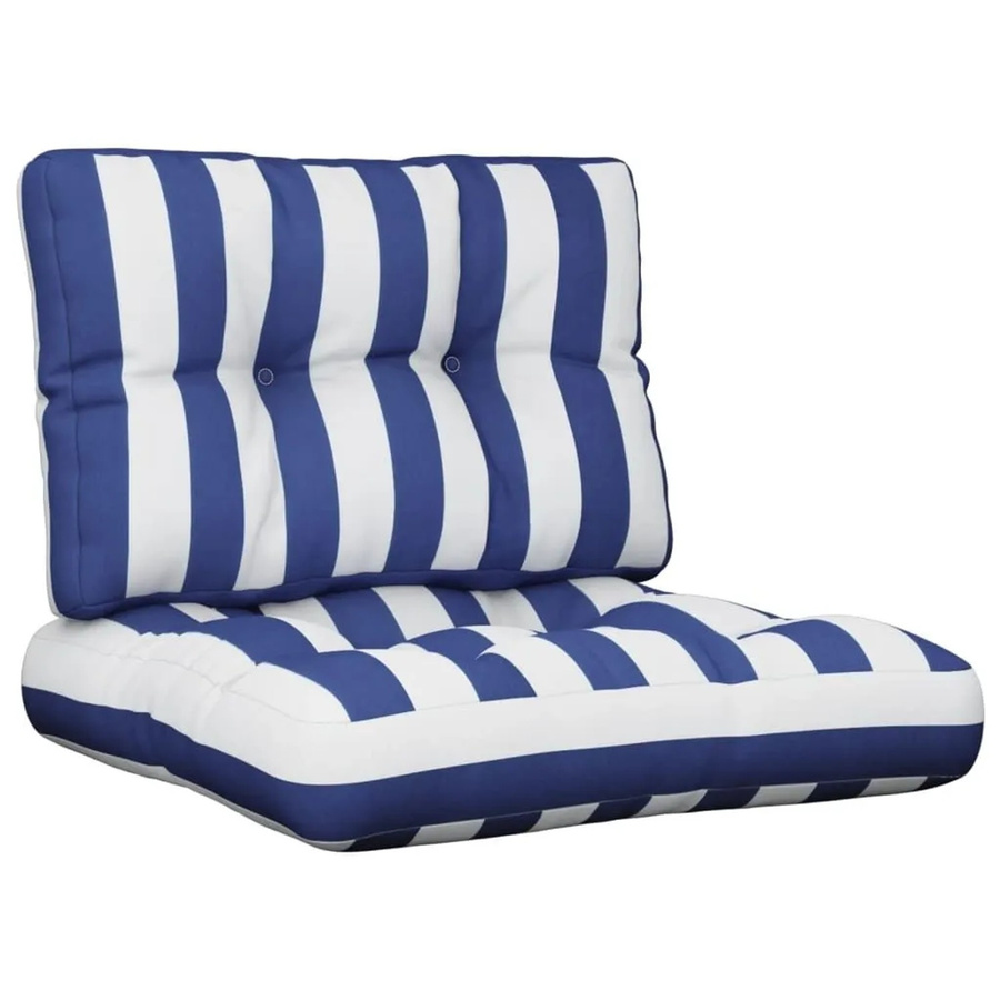 vidaXL Palettenkissen 2-teiliges Set Blau-Weiß Gestreift aus Polyester, UV-beständig und wasserabweisend - Bild 2