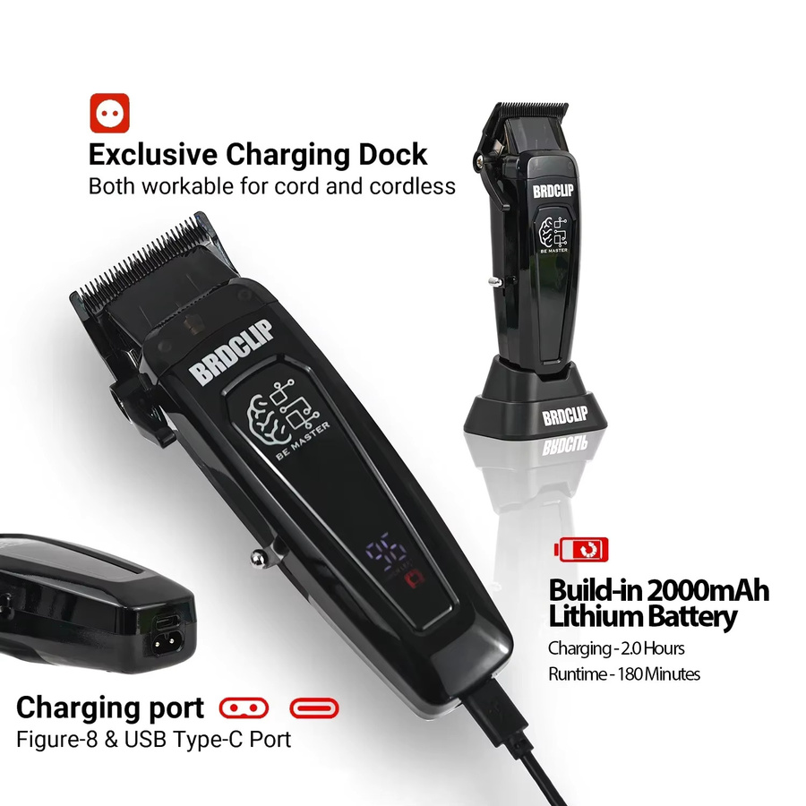 BRDCLIP Elektrischer Akku-Trimmer, Schwarz, Unisex - Bild 3