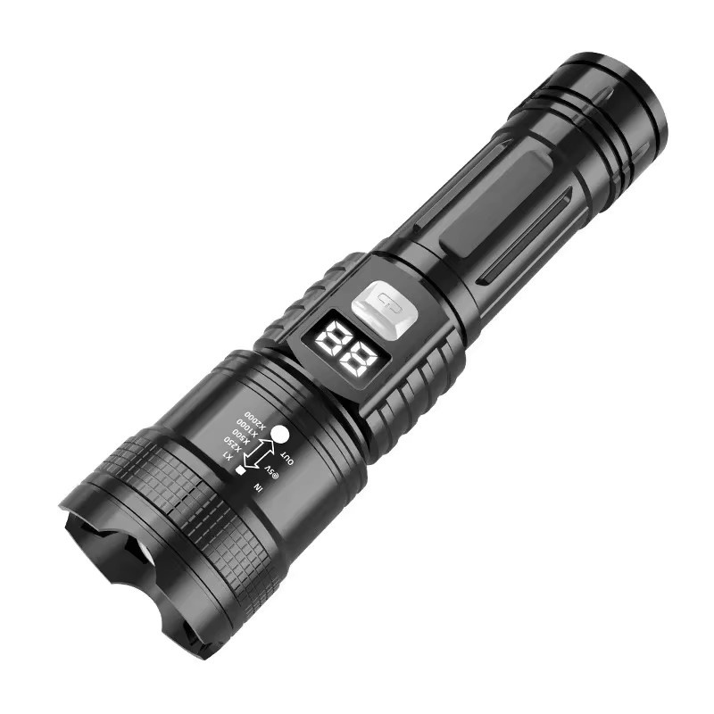 KDULIT LED-Taschenlampe in Schwarz, wiederaufladbare Hochleistungs-Taschenlampe mit USB-C-Anschluss und zoombarem Licht für Outdoor, Camping und Notfälle - Bild 6