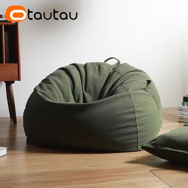 OTAUTAU Big Bean Bag Cover DD181 aus Cord in Grün - Bild 1