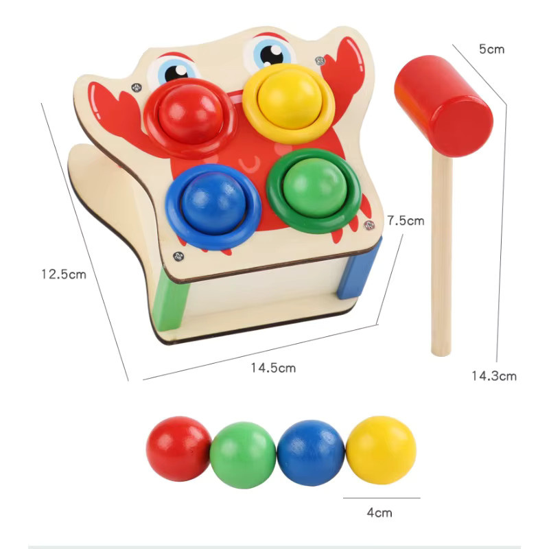 Tlewj Montessori Hämmerungsbank aus Holz in Mehrfarbig für das Training der Feinmotorik und Hand-Auge-Koordination - Bild 5
