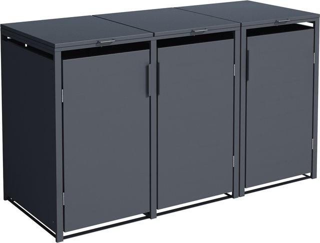 DEGAMO Mülltonnenbox MÜNCHEN aus Stahl für 3 Mülltonnen à 120 Liter, Farbe Anthrazit, B/T/H: 175 x 62 x 102 cm - Bild 1