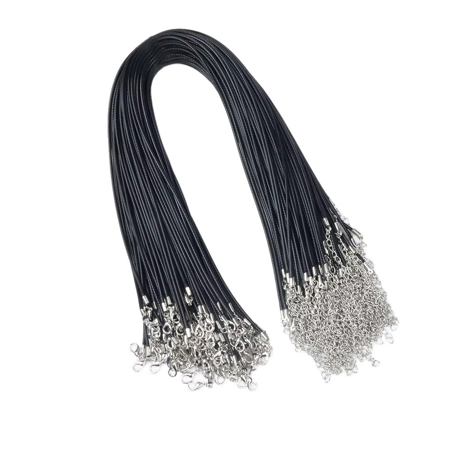 Chanfar Halskette, Schwarze Wachsschnur, 45 cm, Unisex - Bild 2