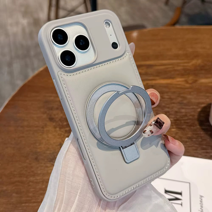 Xeber Business Leder Schutzhülle mit Magnetischer MagSafe Halterung und Ständer für iPhone 17 16 15 14 13 12 Pro Max in Schwarz und Grau - Bild 2