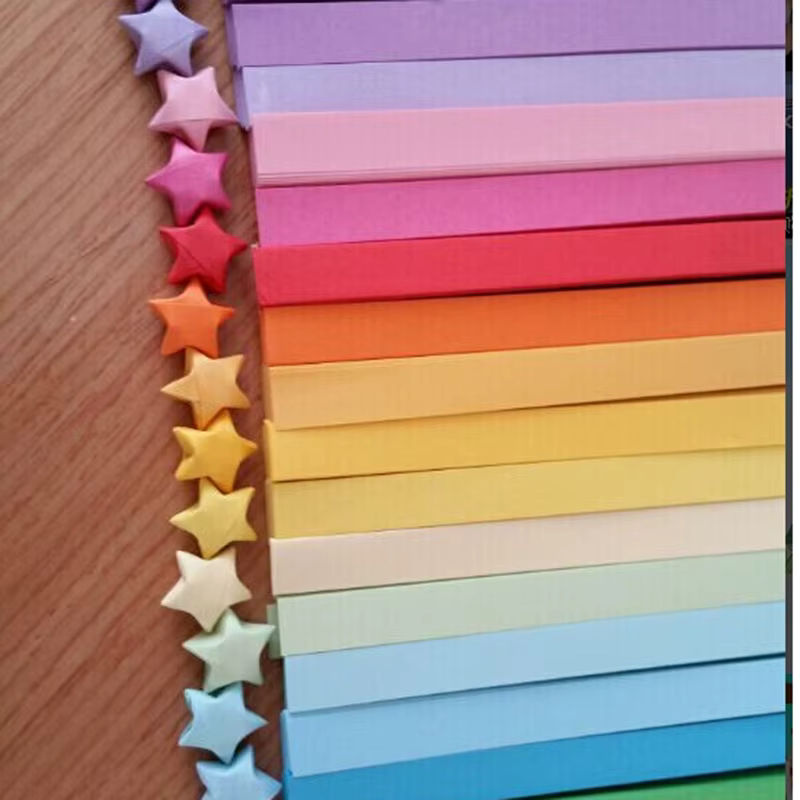 Origami Glücksstern Bastelset aus gestreiftem Papier in Mehrfarbig - Bild 2