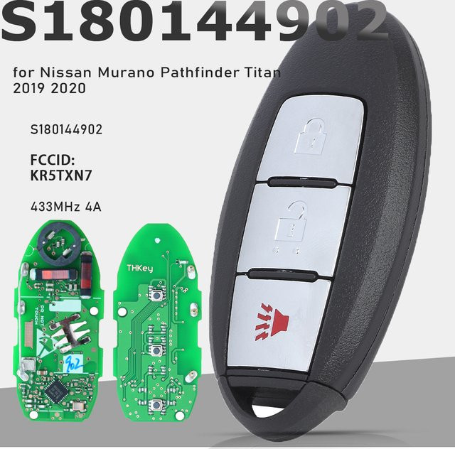 KEYECU Smart Remote Fob S180144902 433 MHz 4A Chip für Nissan Murano Pathfinder Titan 2019 2020 KR5TXN7, Schwarz - Bild 1