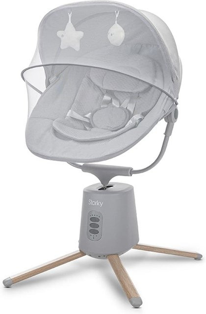 Lorelli Babywippe Storky mit Musik, Bluetooth, Fernbedienung und Plüschtier in Grau - Bild 1