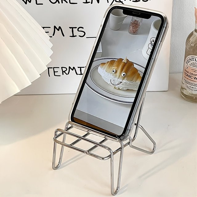 Ig Style Handyhalterung aus Metall in Schwarz, modernes Design in Stuhlform für Desktop, horizontal und vertikal nutzbar - Bild 1