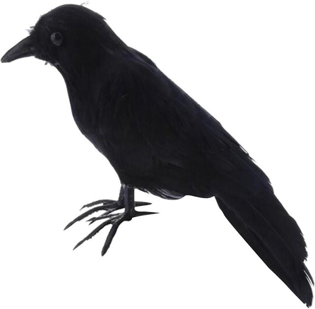 Victore Simulierter Feder-Rabe in Schwarz als Halloween-Dekoration und Fotografie-Requisit - Bild 1