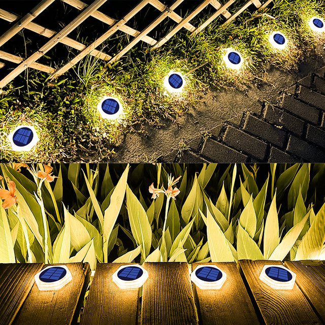 Yilaie Solar-Terrassenleuchten 4er-Pack LED-Stufenleuchten IP68 wasserdicht für Garten, Terrasse und Treppen in Warmweiß - Bild 1