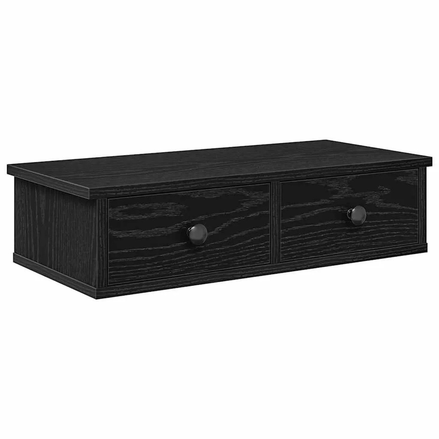 vidaXL Wandregal mit Schubladen Schwarz aus Holzwerkstoff B/T/H: 60 x 28 x 15 cm - Bild 2
