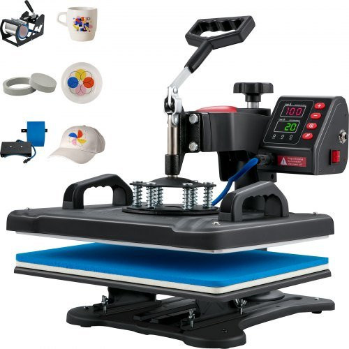 VEVOR 5 in 1 Transferpresse Wärmepresse Maschine Schwarz aus Metall mit digitaler Temperatursteuerung für Sublimation und Vinyl-Druck - Bild 1
