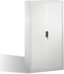C + P Akten-Sideboard Omnispace mit Rollladen, 4 Ordnerhöhen, abschließbar, Lichtgrau, H: 166 cm, B: 80 cm, T: 42 cm - Bild 1
