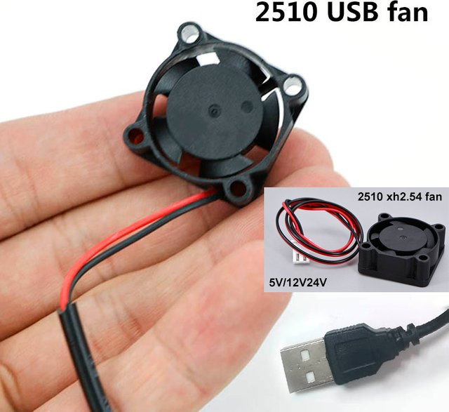 Gakaki USB-Lüfter 2510 DC 5V Bürstenloser PC-Gehäuse-Kühler für Raspberry Pi, Schwarz, B/T/H: 25 x 25 x 2,5 mm - Bild 1