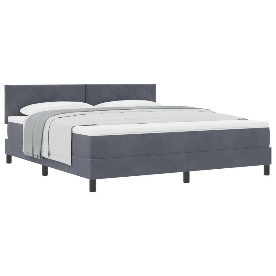 vidaXL Boxspringbett mit Matratze aus Samt in Grau, B/T: 180 x 200 cm - Bild 2