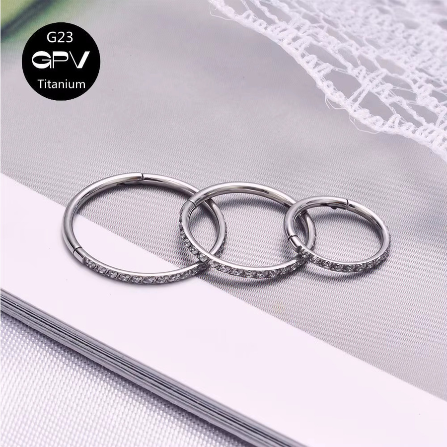 Nasenseptum Ring Titan, Zirkonia, Unisex - Bild 2