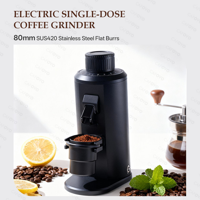 CAFOVO G180FV Elektrische Kaffeebohnenmühle in Weiß mit 80 mm Flachmahlwerken, stufenloses Mahlen, Plasma-Technologie und antistatischer Einzeldosismühle - Bild 1