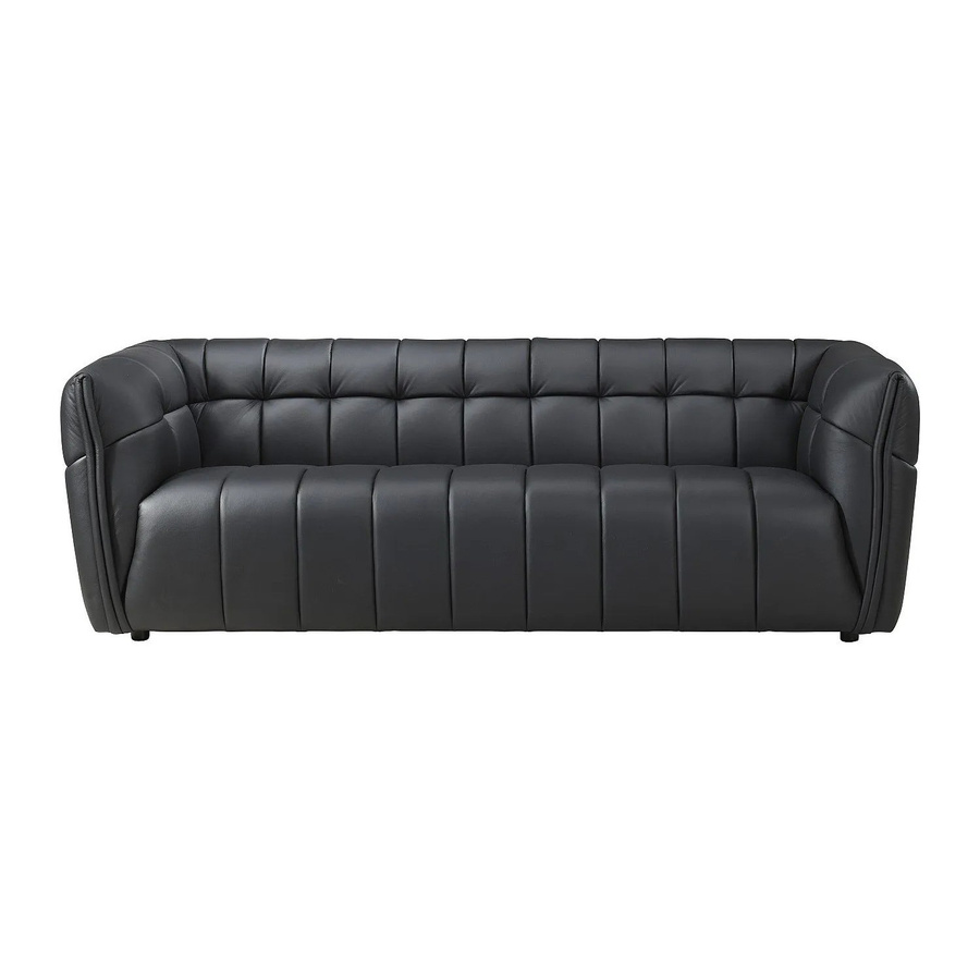 Dugori Sofa aus Büffelleder in Schwarz mit Capitonné-Design, Breite: 222 cm - Bild 2