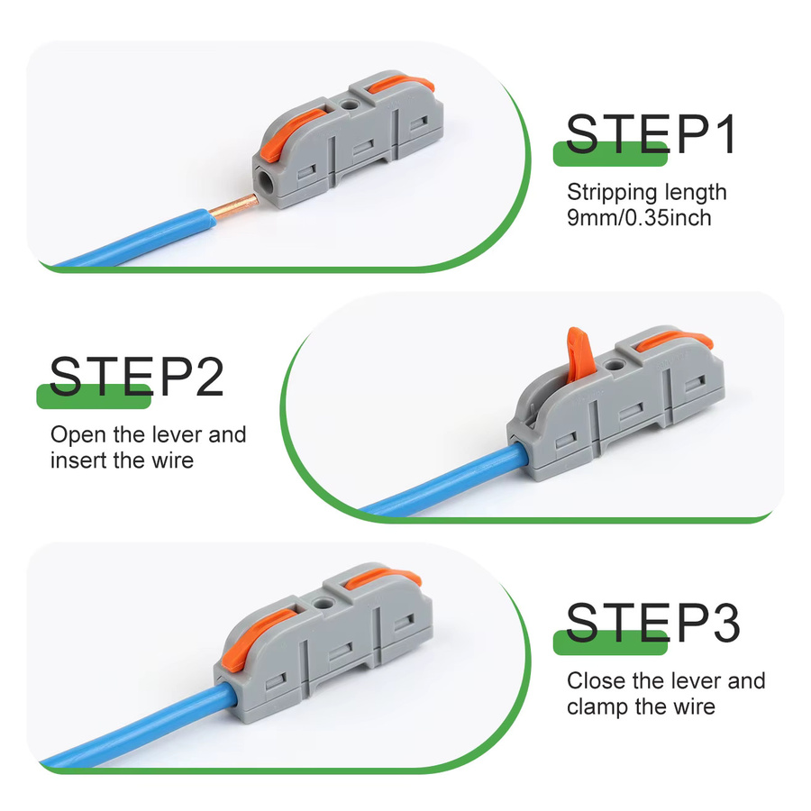 DIY YOU Inline-Hebel-Drahtverbinder-Set, universeller kompakter elektrischer Kabelklemmenblock zum Spleißen, 28–12 AWG - Bild 3