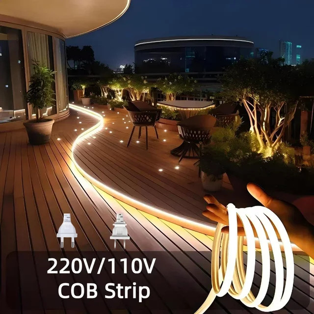 Gyarfas COB LED Streifen Licht in weißem Silikon Rohr, flexibler wasserdichter LED String mit 288 LEDs/m für Garten und Außenbereich - Bild 1