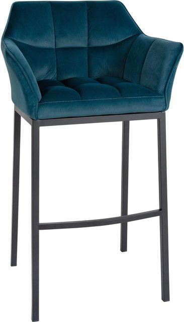 DELUKE Barhocker GIBEL mit Lehne aus Samt in Grün und Schwarz, B/T/H: 64 x 48 x 110 cm - Bild 1