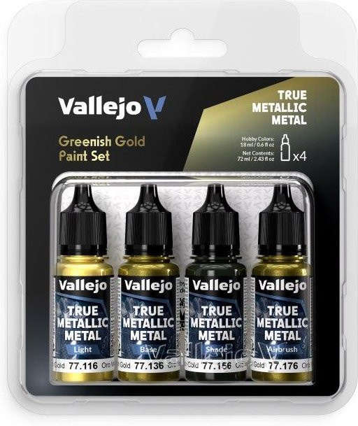 Vallejo TMM Greenish Gold, Farb-Set, Nachfüllpack, 4 x 18ml - Bild 1