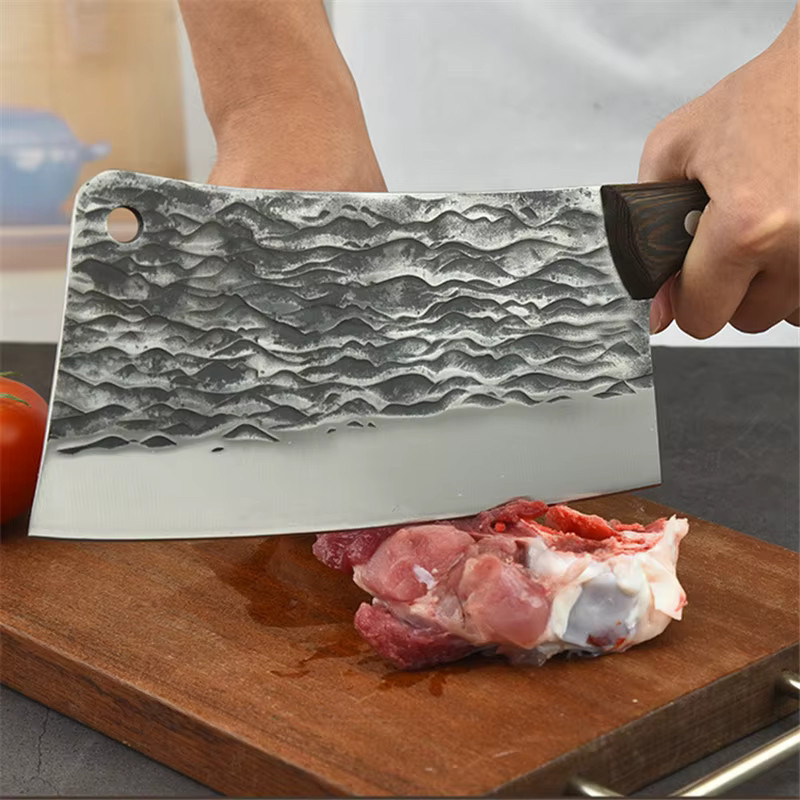 CYLZYJ Handgeschmiedetes Hackmesser mit 5mm verdickter Klinge, Silber, 1 kg - Bild 3