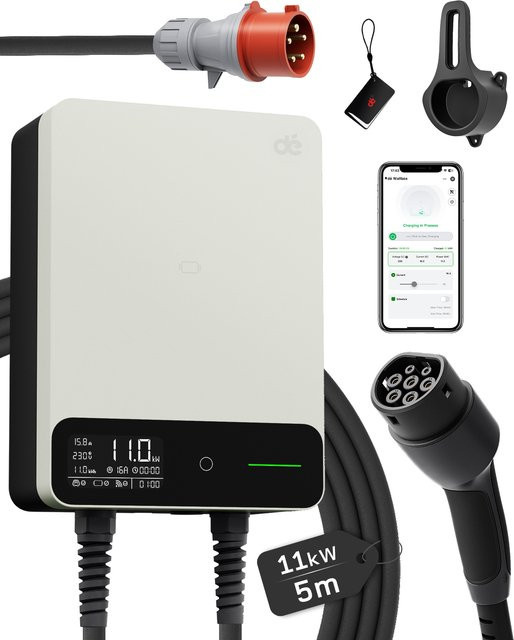 dé Wallbox 11kW Typ 2 Ladestation mit Tuya Smart App-Steuerung und Wi-Fi, Weiß - Bild 1