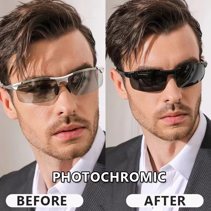 CLLOIO Sonnenbrille, randlos, Aluminium, grau, rectangular, Männer, polarisiert - Bild 2