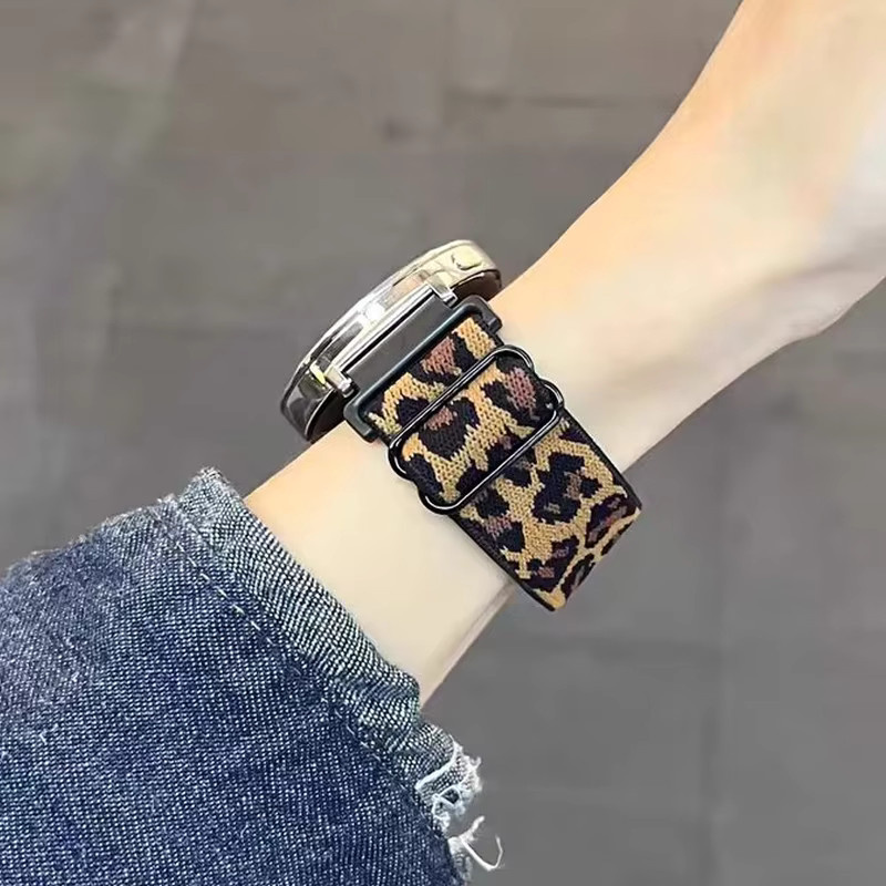 Uhrenarmband Stretch-Nylon, Leopardenmuster, Unisex - Bild 2