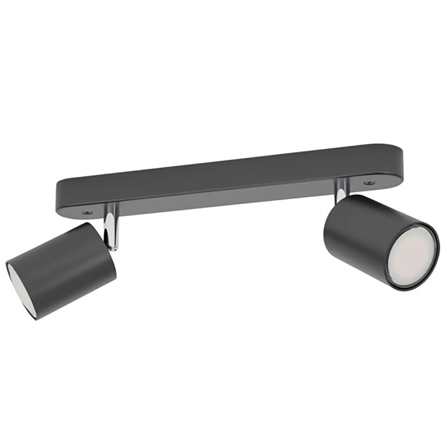 Eglo Spot Reciso-E 2-flammige LED Wandleuchte Schwarz Metall rund verstellbar B/T/H: 8,5 x 30 cm - Bild 2