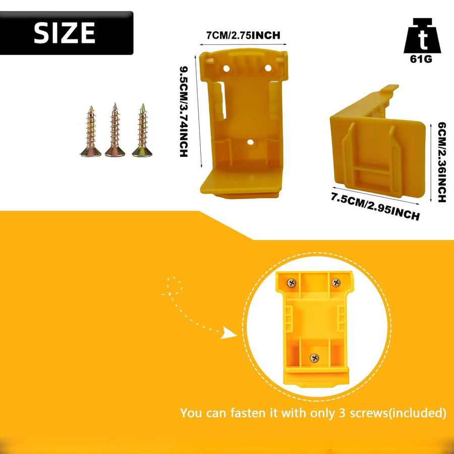 5 Stück 2-in-1 Werkzeugaufhänger und Dock, wandmontierter Batteriehalter für DeWalt 20 V und Milwaukee 18 V Akkus, Farbe: Rot - Bild 3