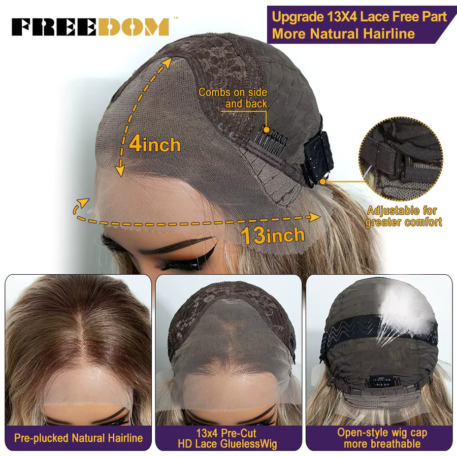 FREEDOM Lace-Front-Perücke, lockig, Ombre Braun Blond, Damen - Bild 4