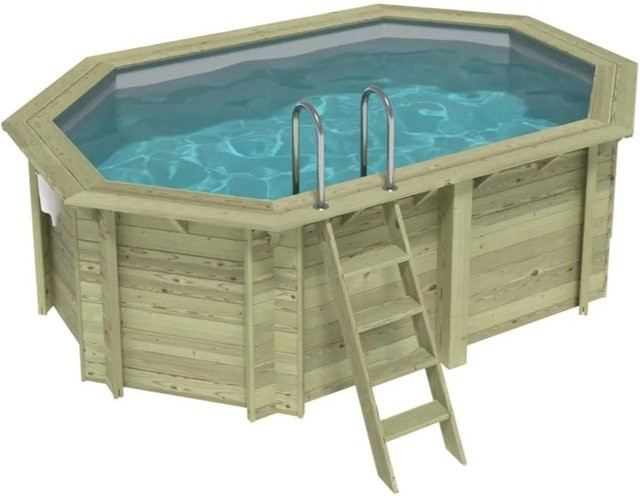 ALTANKA Holzpool Nemo achteckiger Aufstellpool in Grau mit einzubetonierendem Profil, B/T/H: 430 x 430 x 131 cm - Bild 1