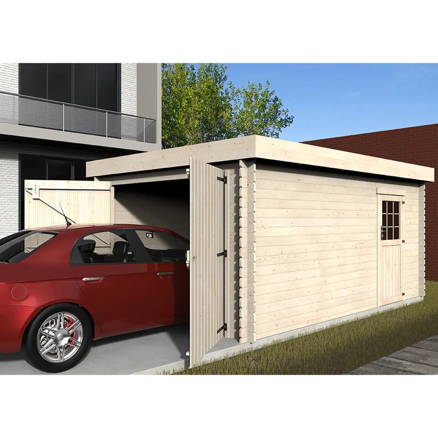 Decor et Jardin Garage Galan in Weiß und Beige mit Holzoptik, B/T/H: 326 x 478 x 224 cm - Bild 2
