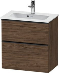 Duravit Waschtischunterschrank D-Neo Compact, wandhängend, Weiß/Nuss, B: 61,0 cm, T: 37,2 cm, H: 62,5 cm - Bild 1