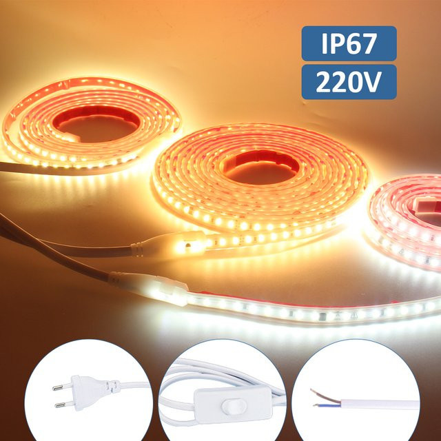 MJJCLED LED-Streifenlicht IP67 wasserdicht mit 120 LEDs/m, CCT Warmweiß/Kaltweiß, 230V AC, flexibler LED-Band für die Heimbeleuchtung - Bild 1