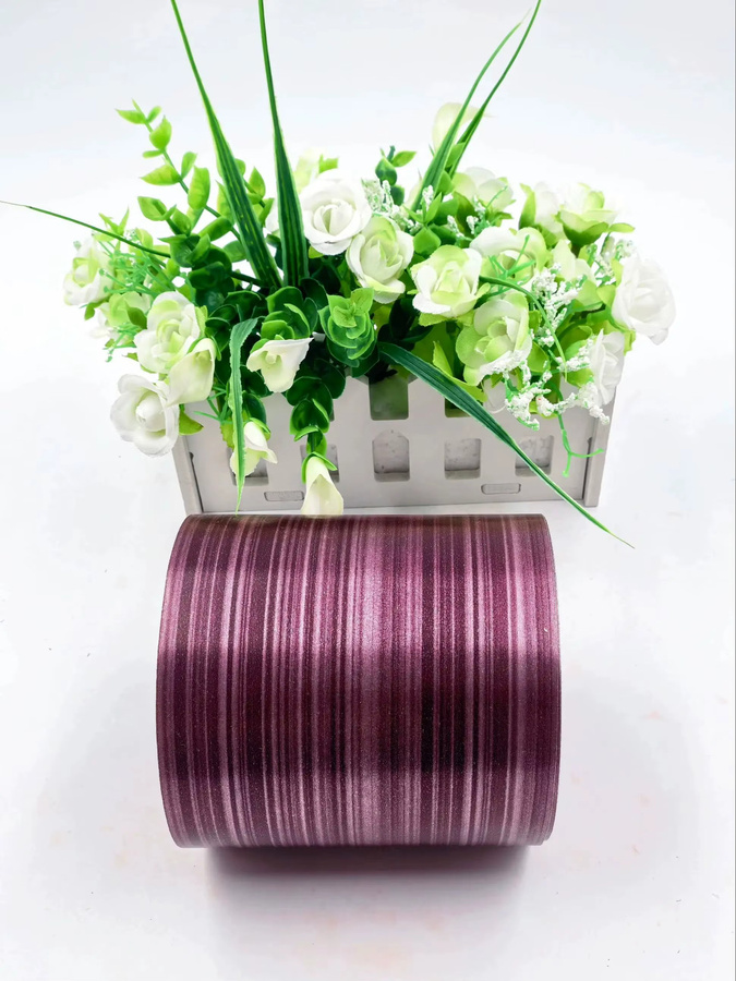 Wasserdichtes Poly-Satin-Blumenband aus PP-Material für florale Kreationen und Dekorationen, Farbe: Braun und Lila, Länge: 50 Yards - Bild 5
