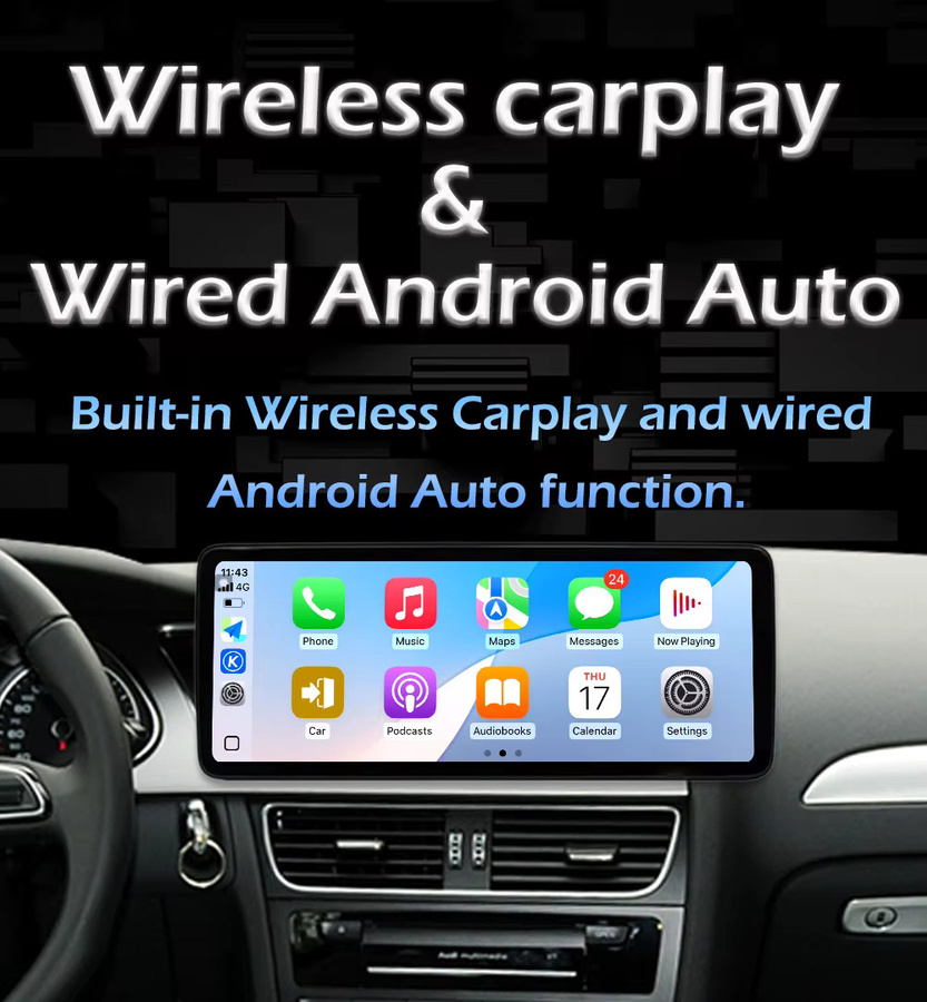 LIARO-NAVI Multimedia Autoradio mit Wireless CarPlay für Audi A4 B8 und A5, Schwarz - Bild 4