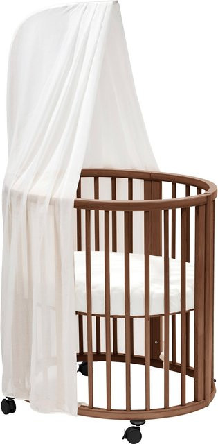 Stokke Sleepi Mini Bundle Bettset aus Buchenholz inkl. Matratze, Spannbetttuch, Himmelstange und Himmel, B/T: 59 x 76,4 cm, Braun - Bild 1